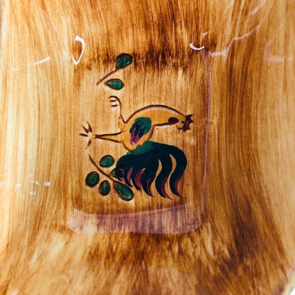 Pennsbury Pottery Red Rooster Divided Vegetable Dish Serving Bowl Art Pottery - Picture 5 of 12